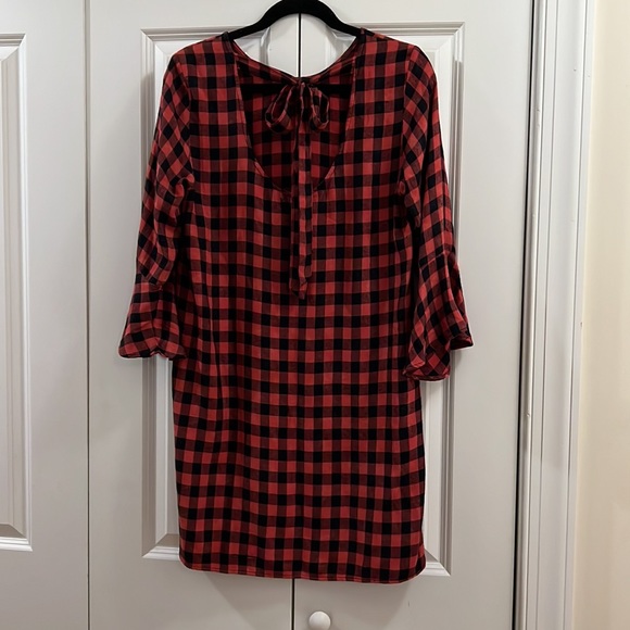 Cloth & Stone Anthro Flutter sleeve plaid dress size S - Picture 4 of 6